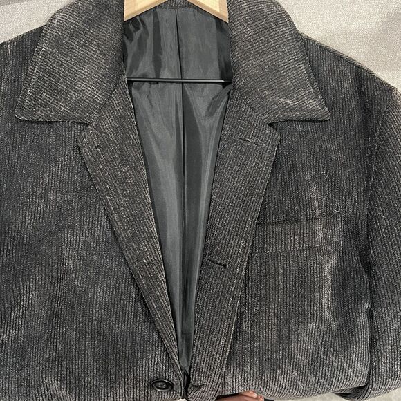 Men's Black Elephant Corduroy Feel Blazer Sport Coat 3 Button - Picture 5 of 11